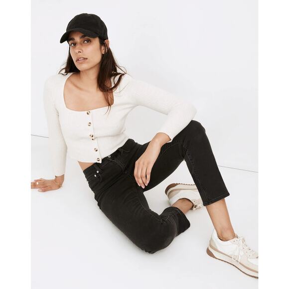 Madewell Denim - Madewell Classic Straight Jeans Lunar Wash Womens 29 Black High Rise Cropped EUC